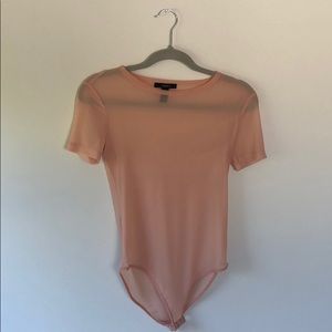Forever 21 Baby Pink Mesh Bodysuit
